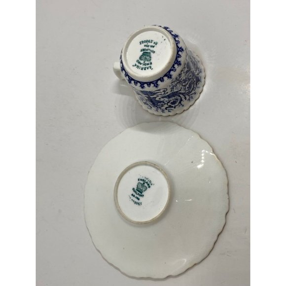 Sabrina Coalport England R298063 Blue Floral Design Bat Wing Handle Teacup Vtg - Picture 5 of 10